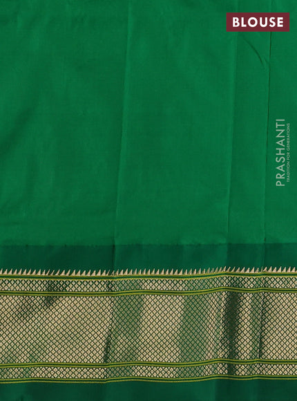 Pure paithani silk saree pink and green with allover zari woven buttas and paithani weaving pallu