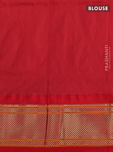 Pure paithani silk saree peacock blue and red with allover zari woven buttas and paithani weaving pallu
