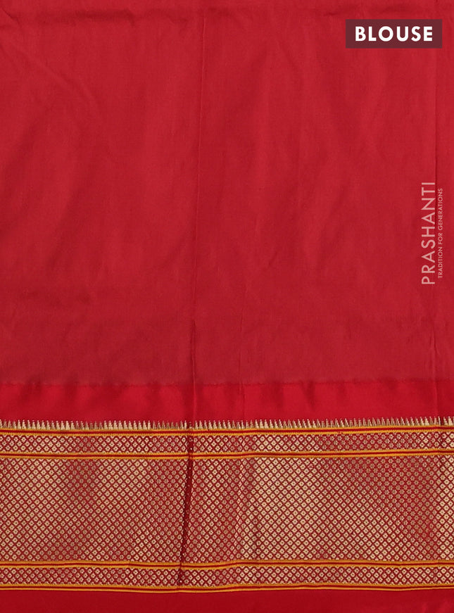 Pure paithani silk saree peacock blue and red with allover zari woven buttas and paithani weaving pallu