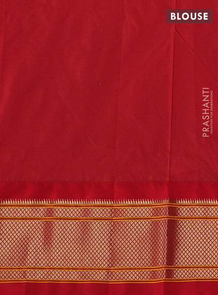Pure paithani silk saree green and red with allover zari woven buttas and paithani weaving pallu