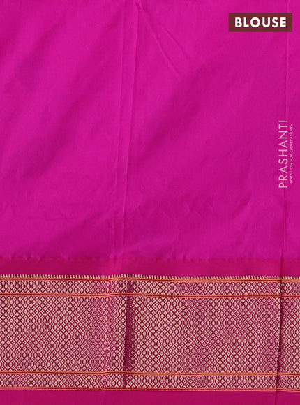 Pure paithani silk saree green and pink with allover annam zari woven buttas and paithani weaveing pallu