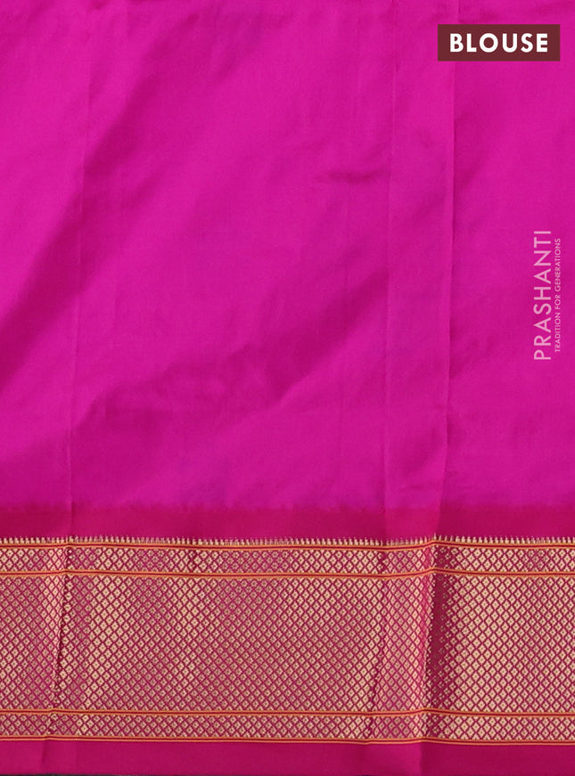 Pure paithani silk saree blue and pink with allover annam zari woven buttas and paithani weaveing pallu