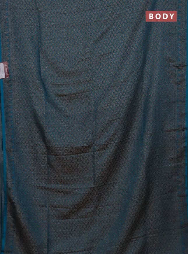 Banarasi mushru saree teal blue with allover thread & zari weaves and woven border