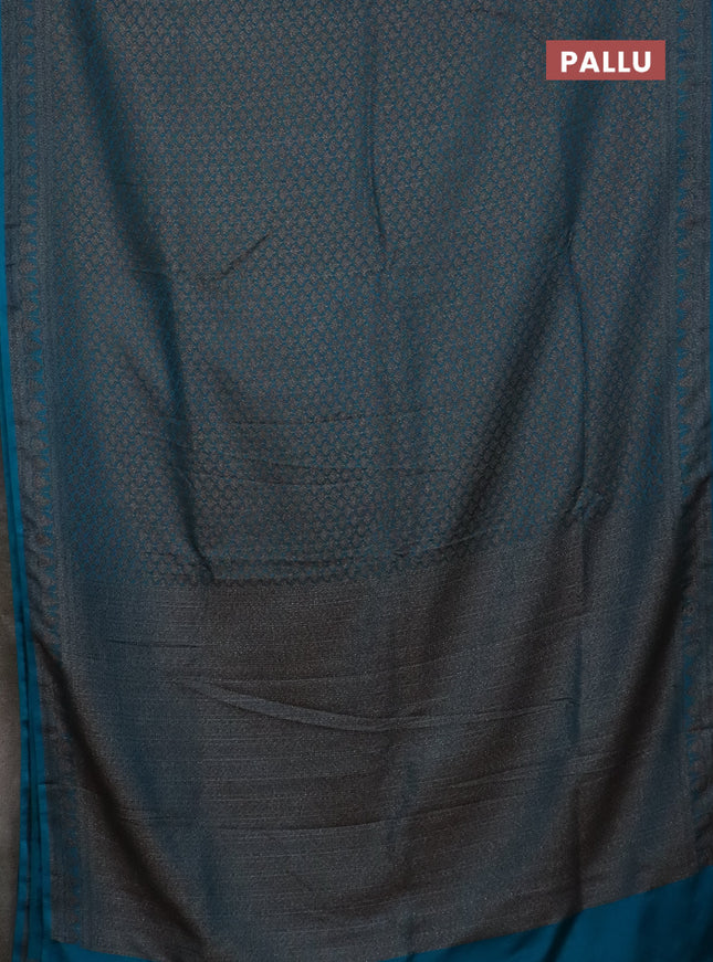Banarasi mushru saree teal blue with allover thread & zari weaves and woven border