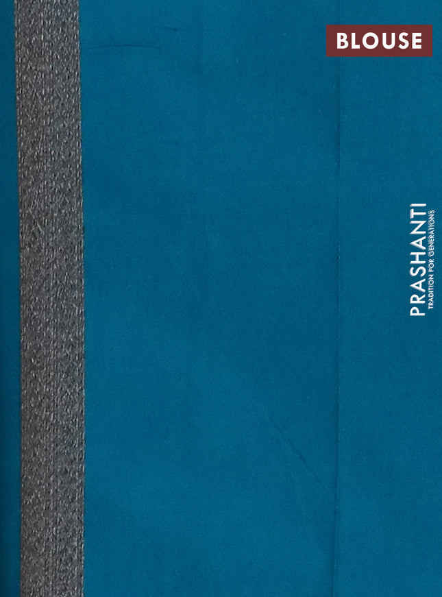 Banarasi mushru saree teal blue with allover thread & zari weaves and woven border
