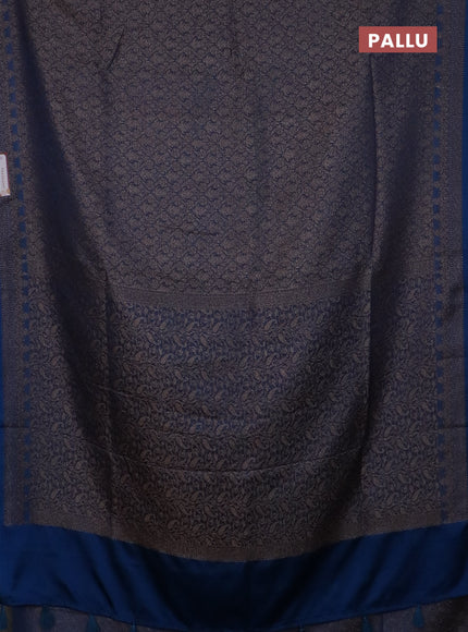 Banarasi mushru saree blue with allover thread & zari weaves and woven border