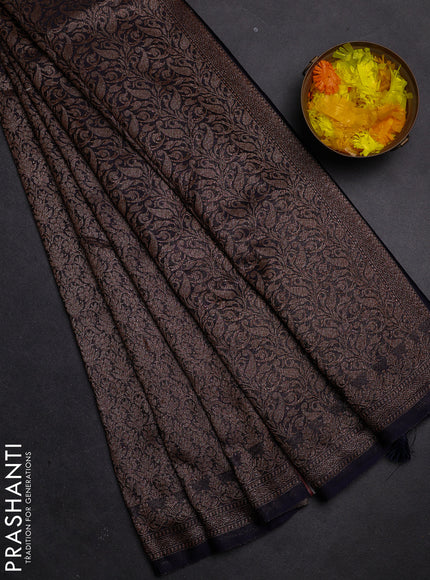 Banarasi mushru saree blue with allover thread & zari weaves and woven border