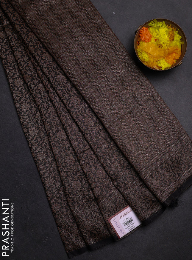 Banarasi mushru saree black with allover thread & zari weaves and woven border