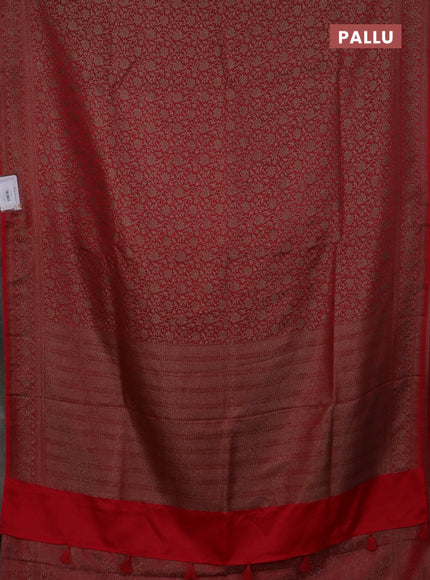 Banarasi mushru saree red with allover thread & zari weaves and woven border