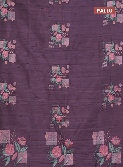 Semi raw silk saree pastel purple with embroidery buttas in borderless style