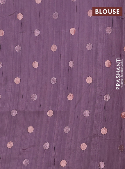 Semi raw silk saree pastel purple with embroidery buttas in borderless style