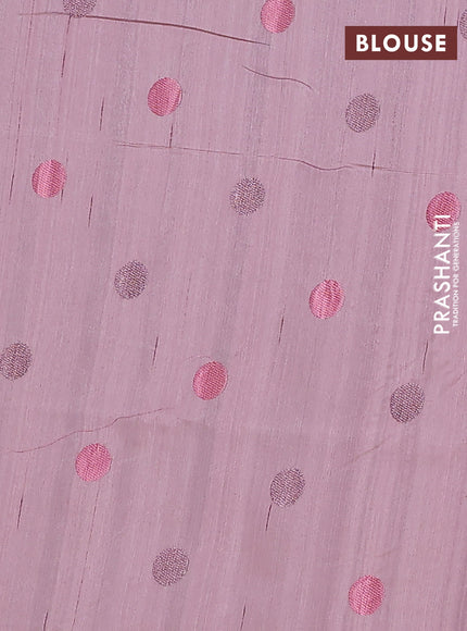 Semi raw silk saree pastel pink with embroidery buttas in borderless style