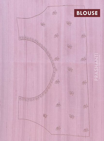 Semi raw silk saree pastel pink with embroidery buttas and peacock embroidery cut work border