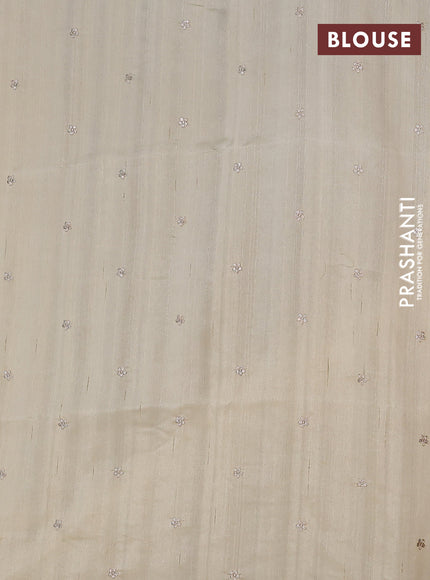 Semi raw silk saree cream with embroidery buttas and embroidery border