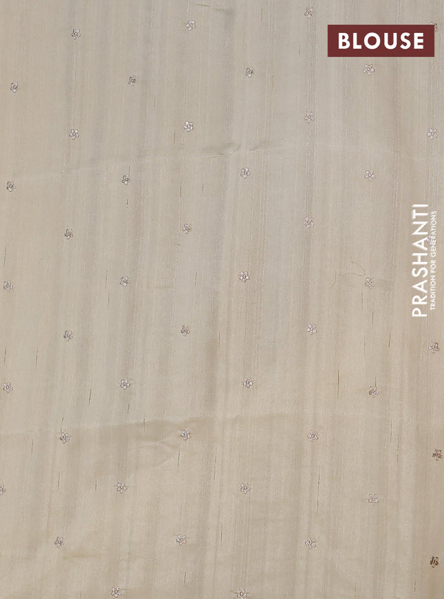 Semi raw silk saree cream with embroidery buttas and embroidery border