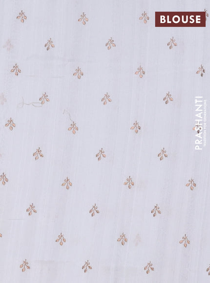 Semi raw silk saree off white with embroidery buttas in borderless style