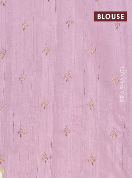 Semi raw silk saree pastel pink with embroidery buttas in borderless style