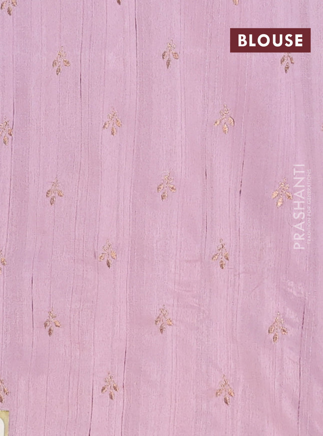 Semi raw silk saree pastel pink with embroidery buttas in borderless style