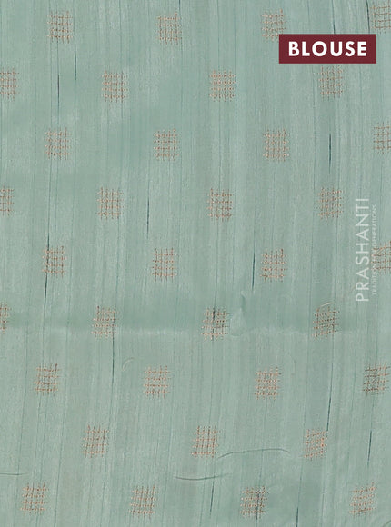 Semi raw silk saree pastel green with embroidery buttas in borderless style