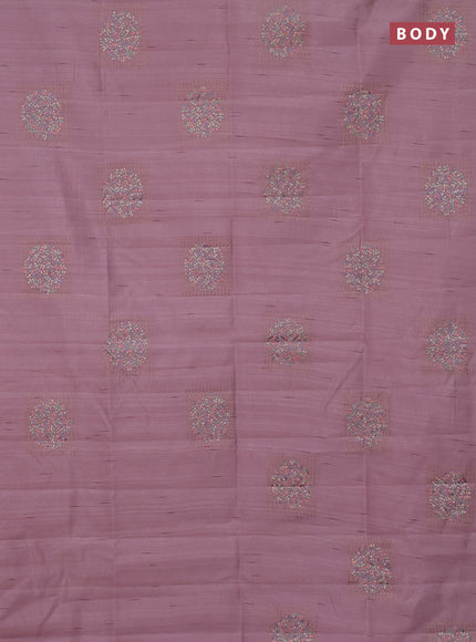 Semi raw silk saree pastel pink with embroidery buttas in borderless style