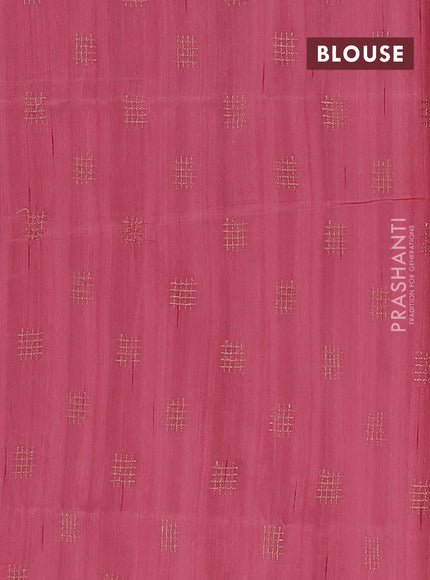 Semi raw silk saree peach pink with embroidery buttas in borderless style