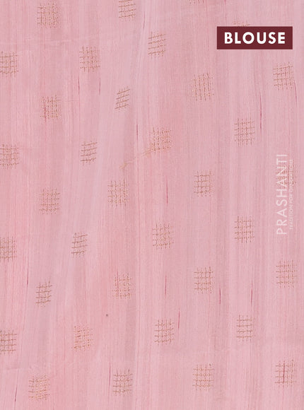 Semi raw silk saree mild peach with embroidery buttas in borderless style