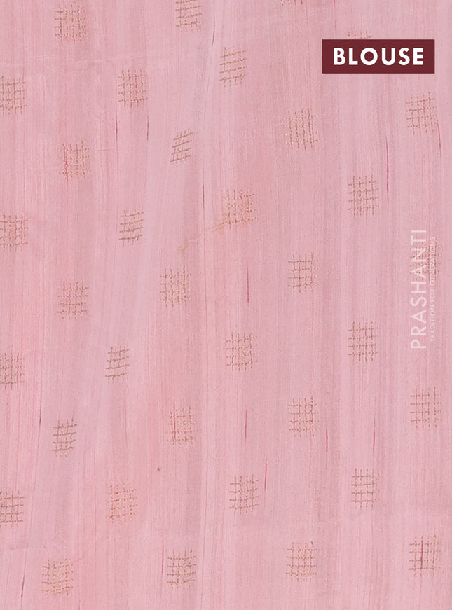 Semi raw silk saree mild peach with embroidery buttas in borderless style