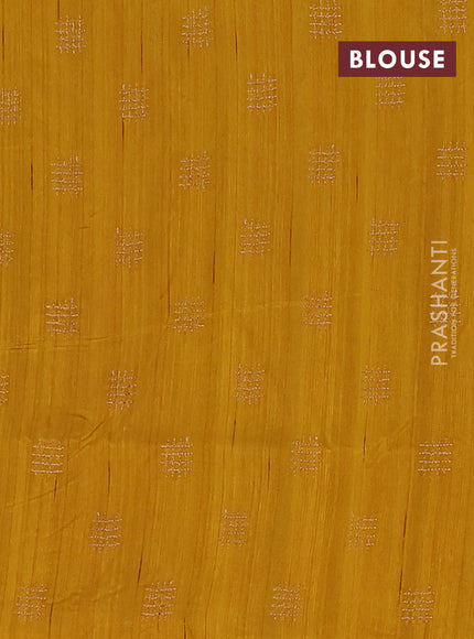 Semi raw silk saree mustard yellow with embroidery buttas in borderless style