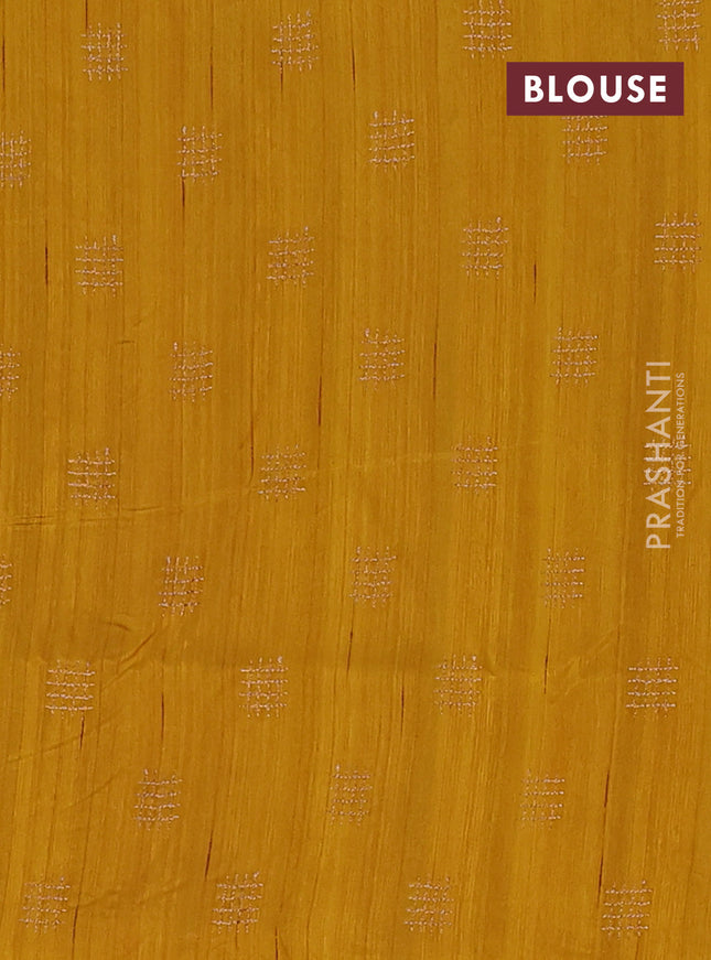 Semi raw silk saree mustard yellow with embroidery buttas in borderless style