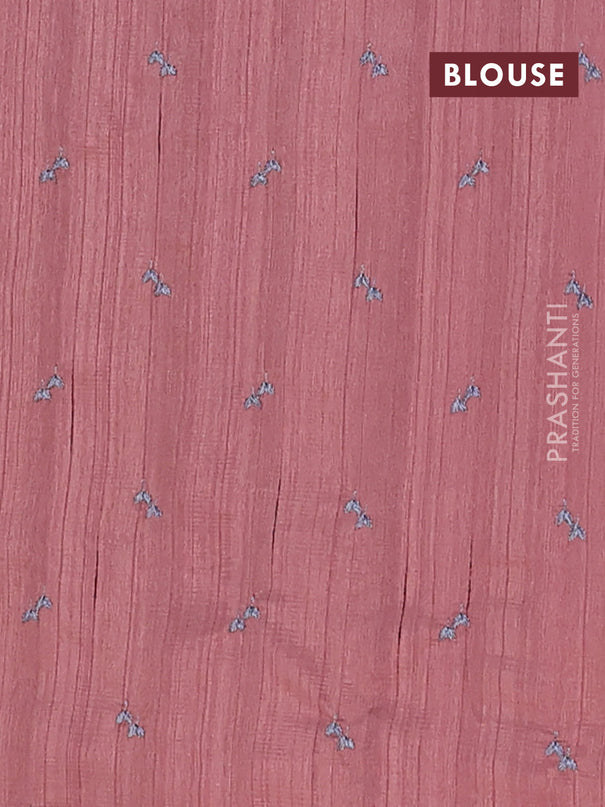 Semi raw silk saree brown with allover embroidery work buttas in borderless style