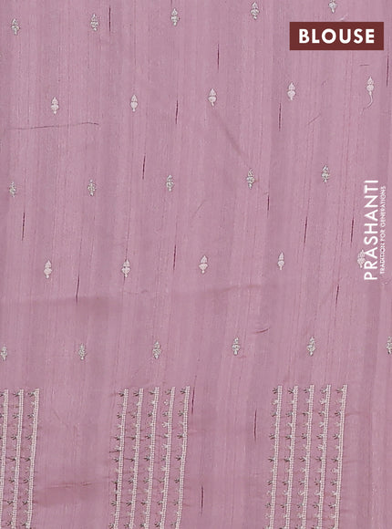 Semi raw silk saree pastel pink with embroidery buttas and embroidery butta border