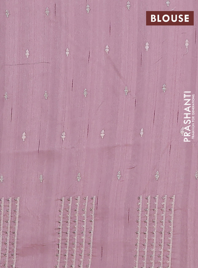Semi raw silk saree pastel pink with embroidery buttas and embroidery butta border