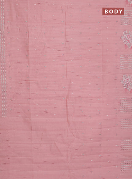 Semi raw silk saree mild peach with embroidery buttas and embroidery butta border