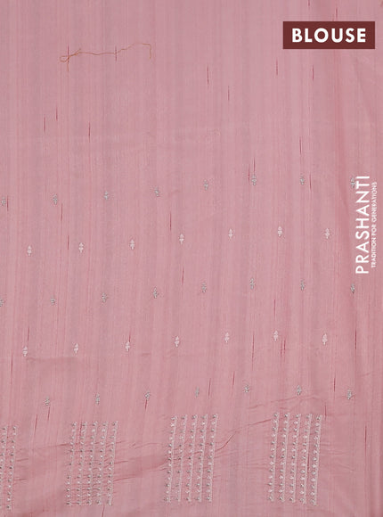 Semi raw silk saree mild peach with embroidery buttas and embroidery butta border