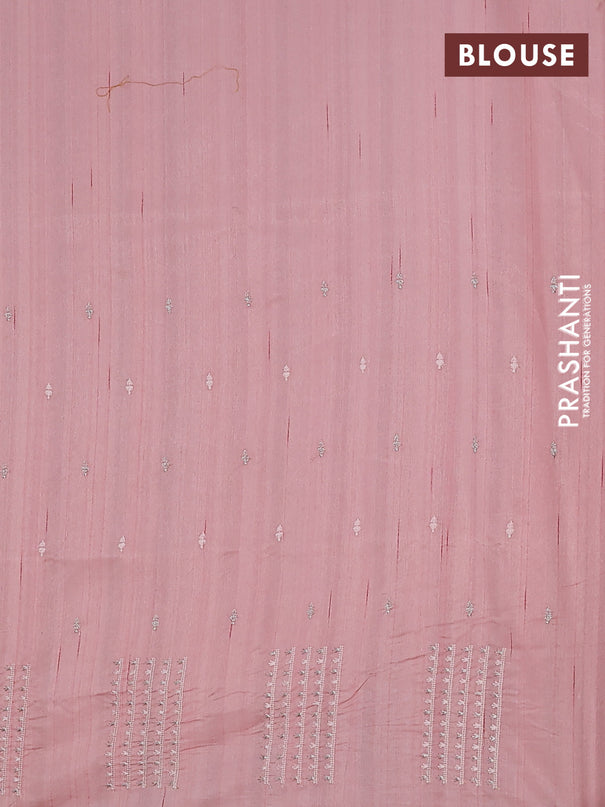 Semi raw silk saree mild peach with embroidery buttas and embroidery butta border