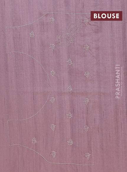 Semi raw silk saree rosy brown shade with embroidery work buttas and peacock embroidery border