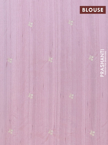 Semi raw silk saree pastel pink with embroidery work buttas and floral embroidery border