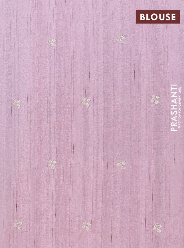 Semi raw silk saree pastel pink with embroidery work buttas and floral embroidery border