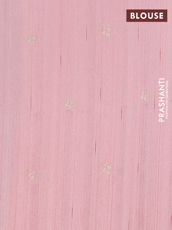 Semi raw silk saree mild peach orange with embroidery work buttas and floral embroidery border