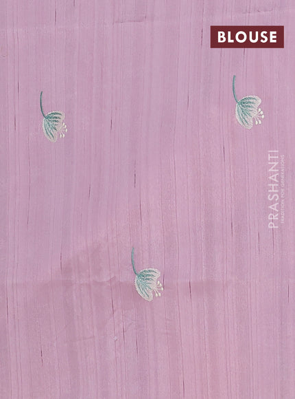 Semi raw silk saree pastel pink with embroidery work buttas and floral embroidery border