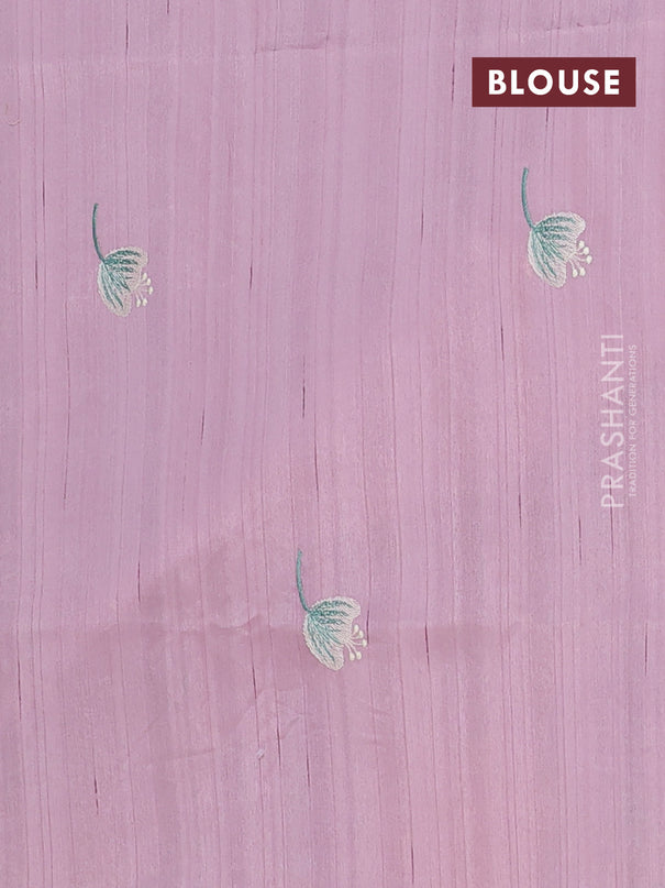 Semi raw silk saree pastel pink with embroidery work buttas and floral embroidery border