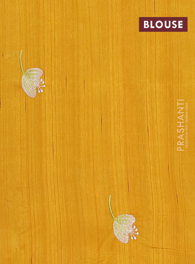 Semi raw silk saree mustard yellow with embroidery work buttas and floral embroidery border
