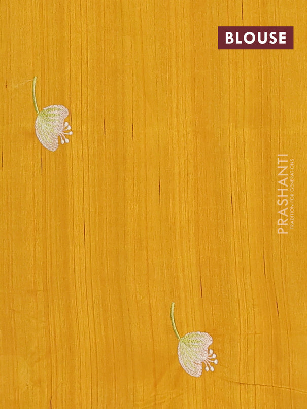 Semi raw silk saree mustard yellow with embroidery work buttas and floral embroidery border