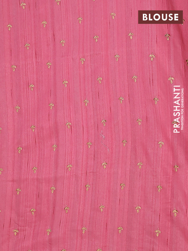 Semi raw silk saree peach pink with embroidery buttas and embroidery butta border