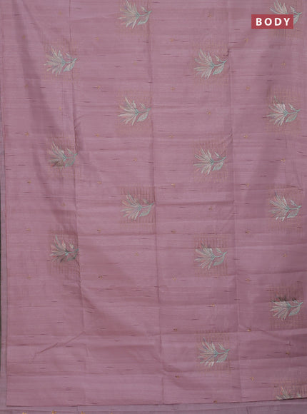 Semi raw silk saree pastel pink with embroidery buttas and embroidery butta border