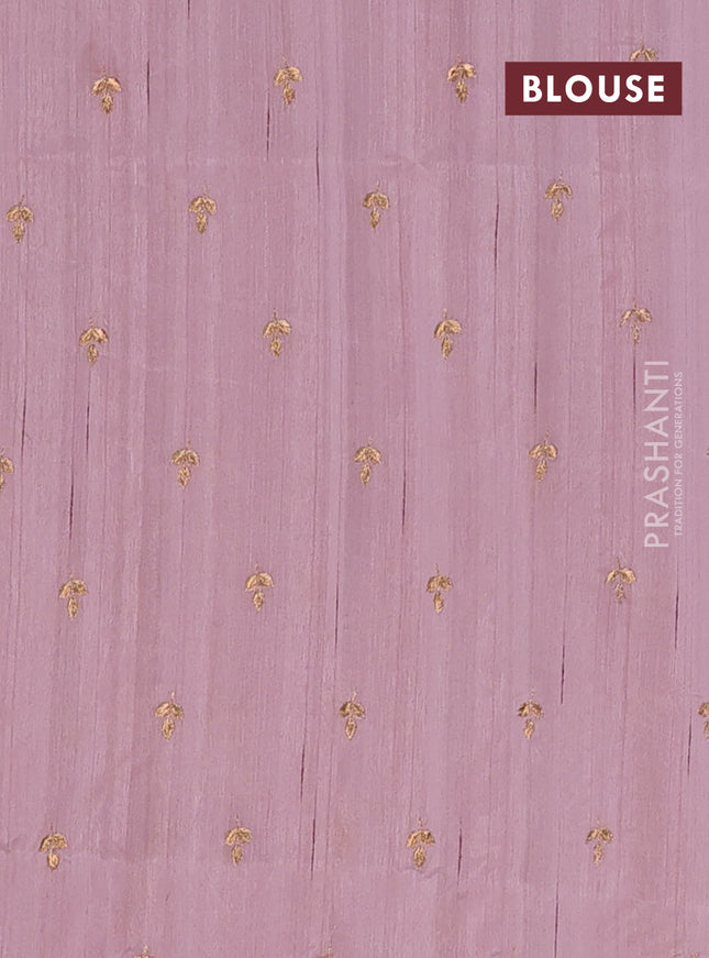 Semi raw silk saree pastel pink with embroidery buttas and embroidery butta border