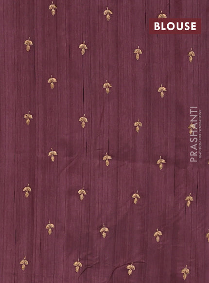 Semi raw silk saree rosy brown with embroidery buttas and embroidery butta border