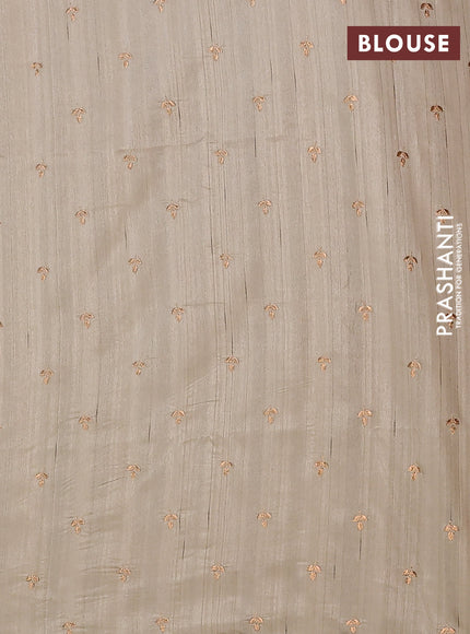 Semi raw silk saree beige with embroidery buttas and embroidery butta border