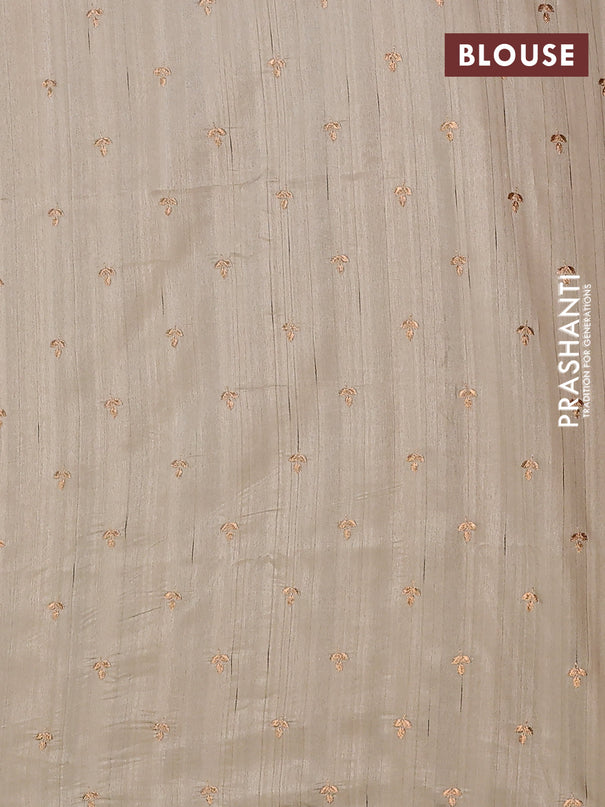 Semi raw silk saree beige with embroidery buttas and embroidery butta border
