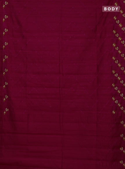 Semi raw silk saree dark pink with allover embrodery work and embroidery border